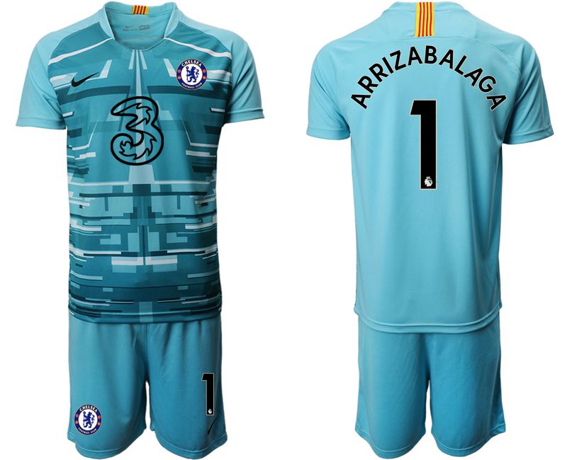 Men 2020-2021 club Chelsea lake blue goalkeeper #1 Soccer Jerseys